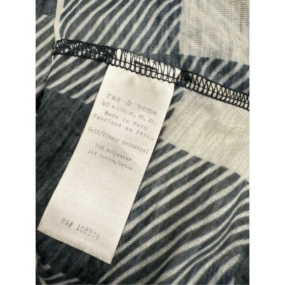 Rag & Bone Women’s Small Checkered Plaid T-Shirt Black & White Sheer - Picture 6 of 6